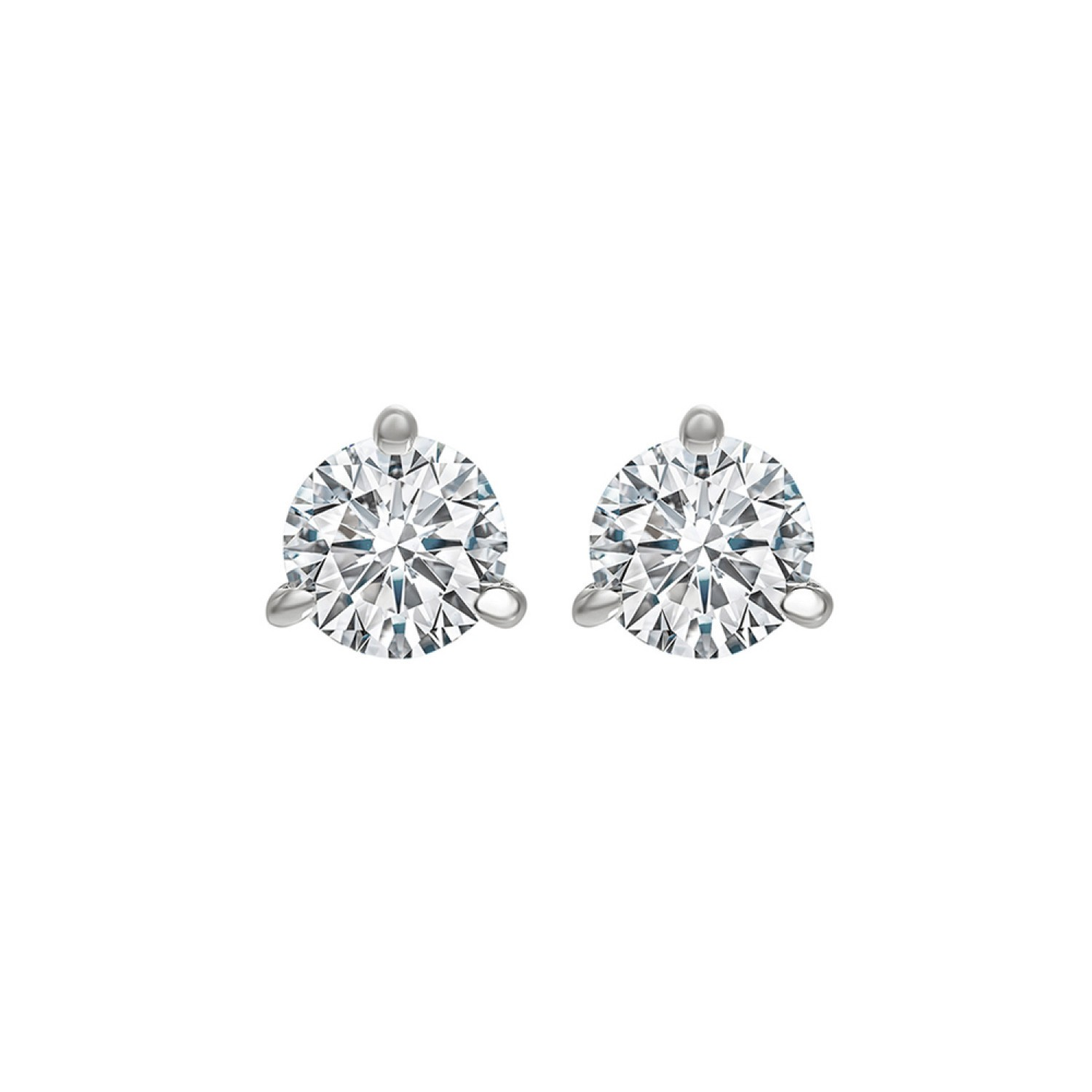 14K White Gold Diamond Stud Earrings