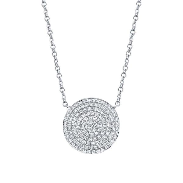 14K White Gold Diamond Disc Pendant
