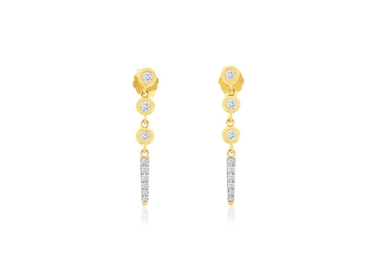 14K Yellow Gold Diamond Drop Earrings