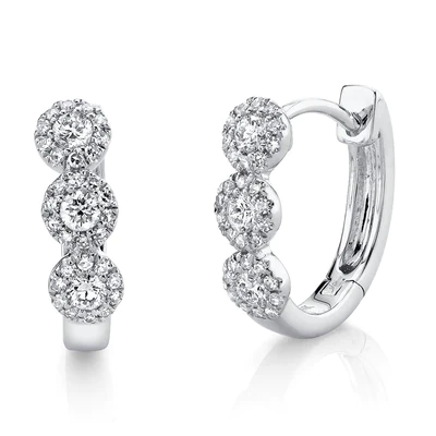 14K White Gold Diamond Hoop Earrings