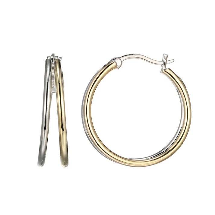 Sterling Silver Yellow Gold Plated Hoop Earrings