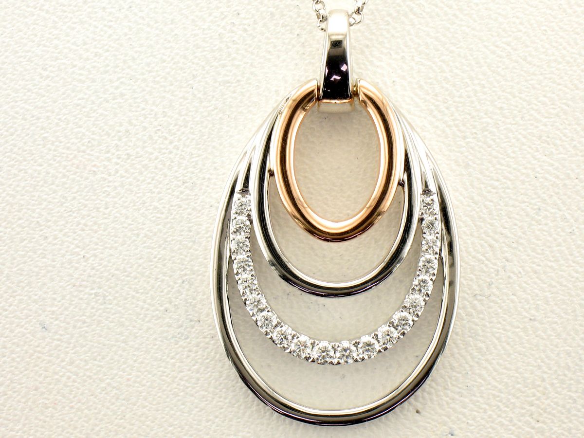 14K Two Tone Diamond Circle Pendant