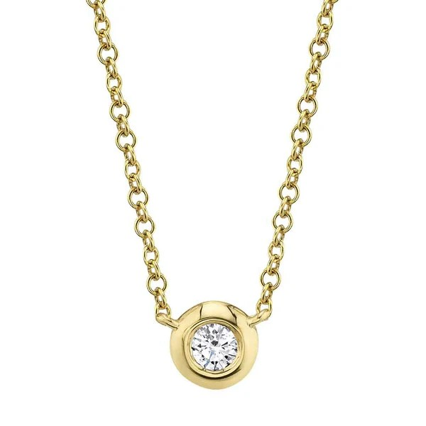 14K Yellow Gold Diamond Bezel Set Pendant
