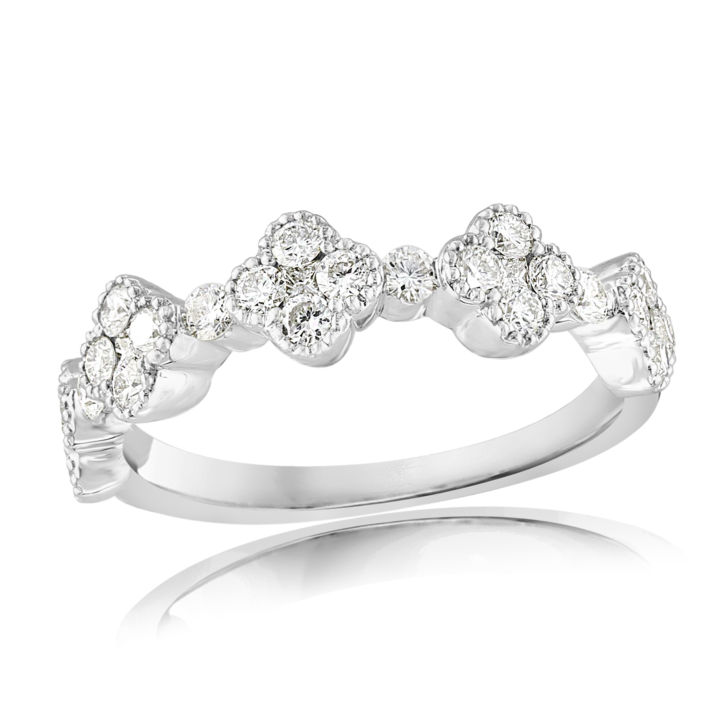 Women's 18K White Gold Diamond Prong Set Band