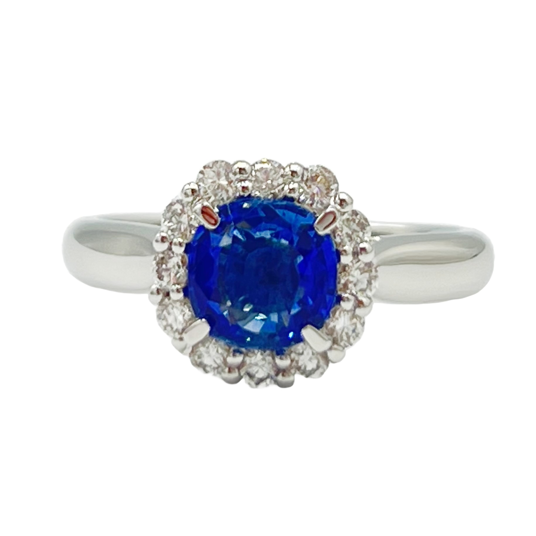 18K White Gold Sapphire Halo Ring