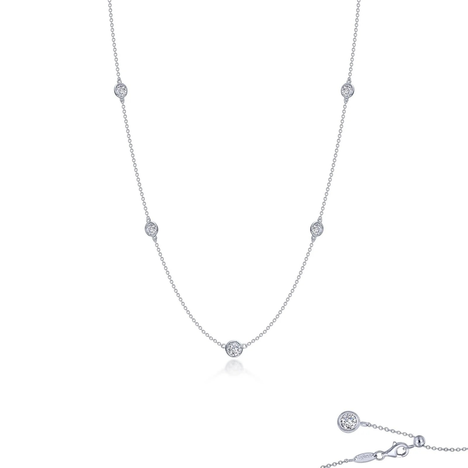 Sterling Silver CZ Station Necklace