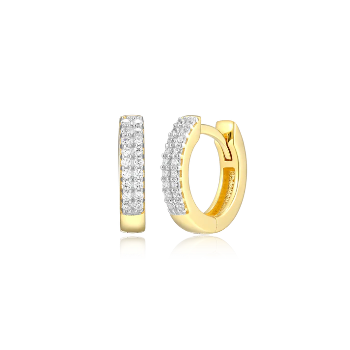 Sterling Silver Yellow Gold Plated Lab Grown Diamond Huggie Earrings