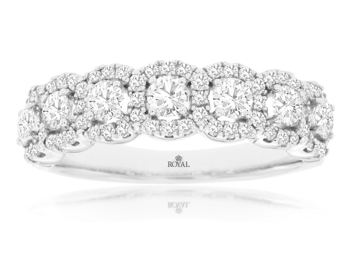 14K White Gold Diamond 7 Stone Ring