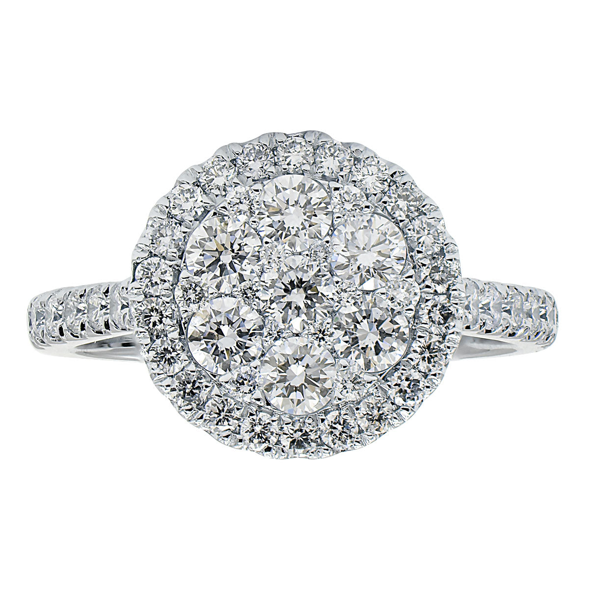 18K White Gold Diamond Cluster Ring