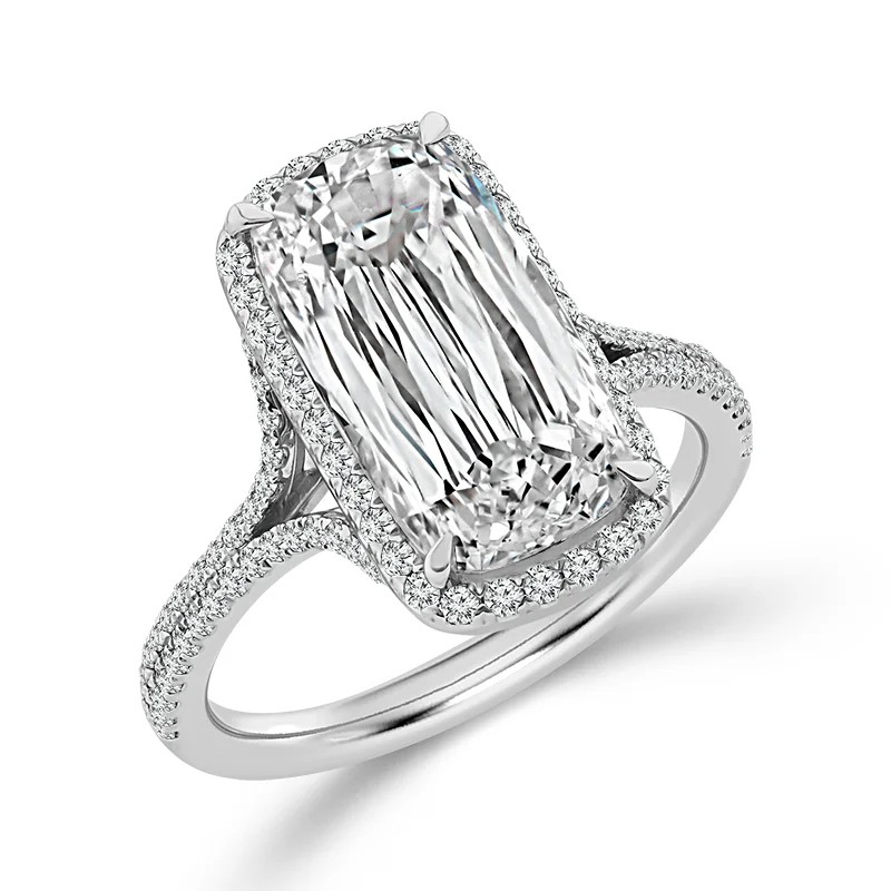 14K White Gold Lab Grown Diamond Halo Engagement Ring