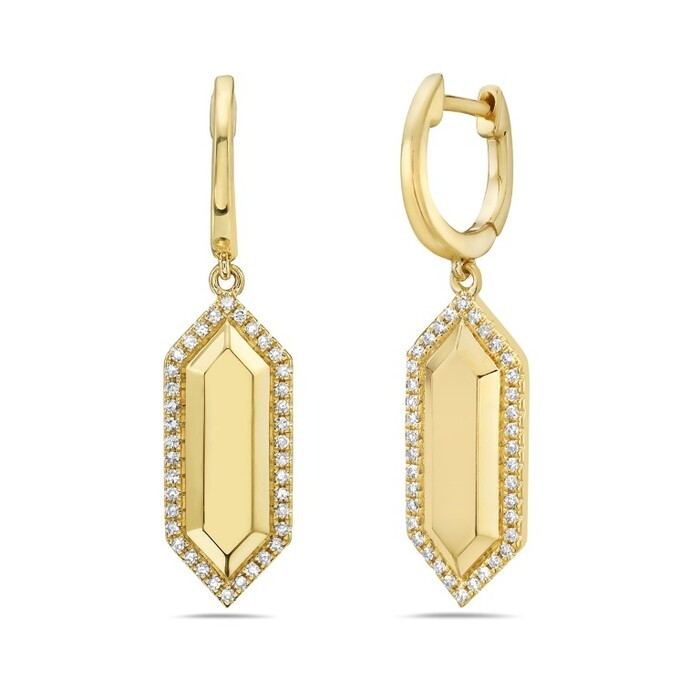 14K Yellow Gold Diamond Drop Earrings