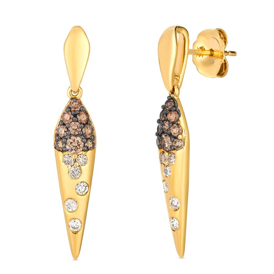 14K Yellow Gold Diamond Drop Earrings