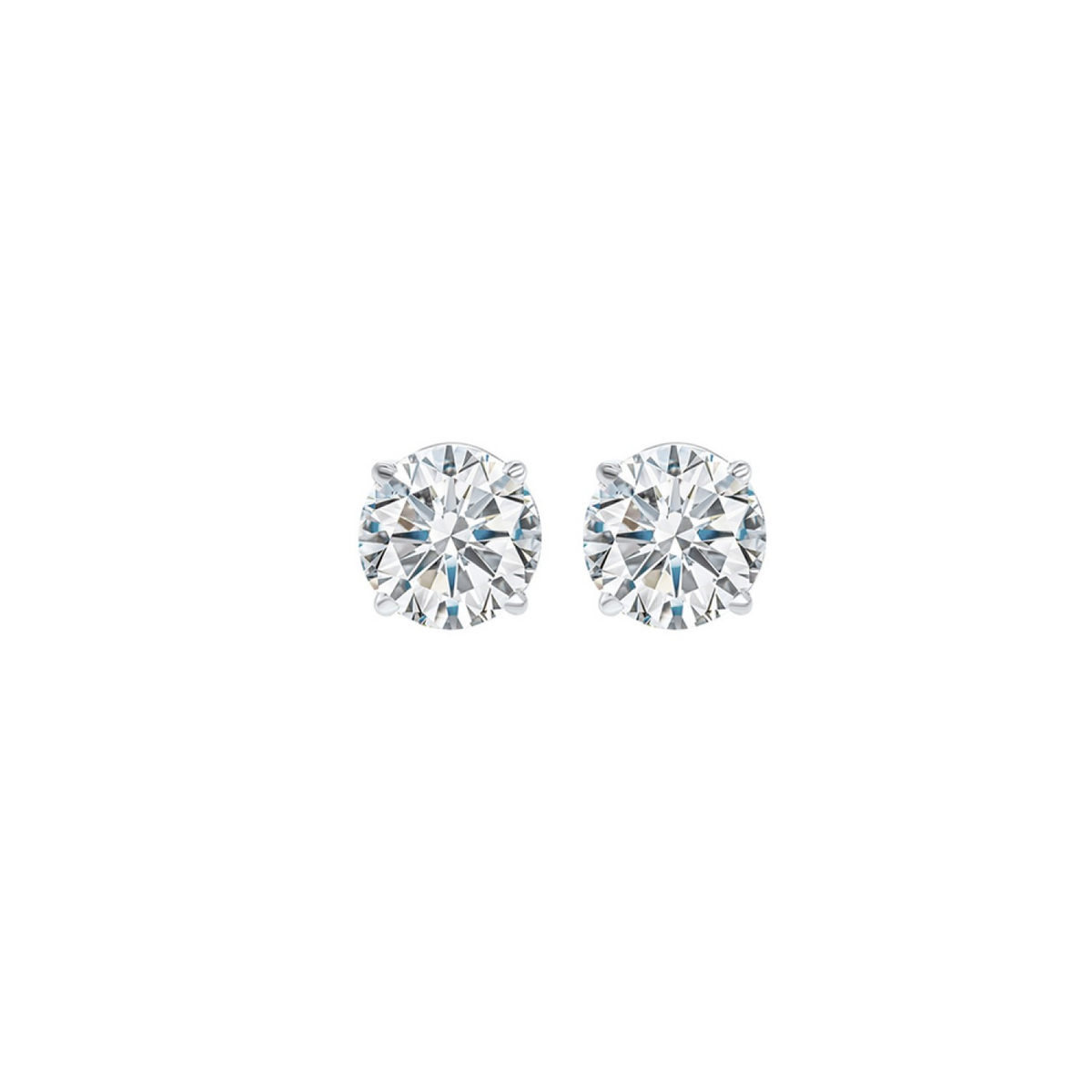 14K White Gold Diamond Stud Earrings