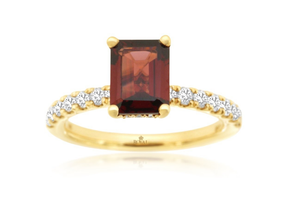 14K Yellow Gold Garnet Contemporary Ring