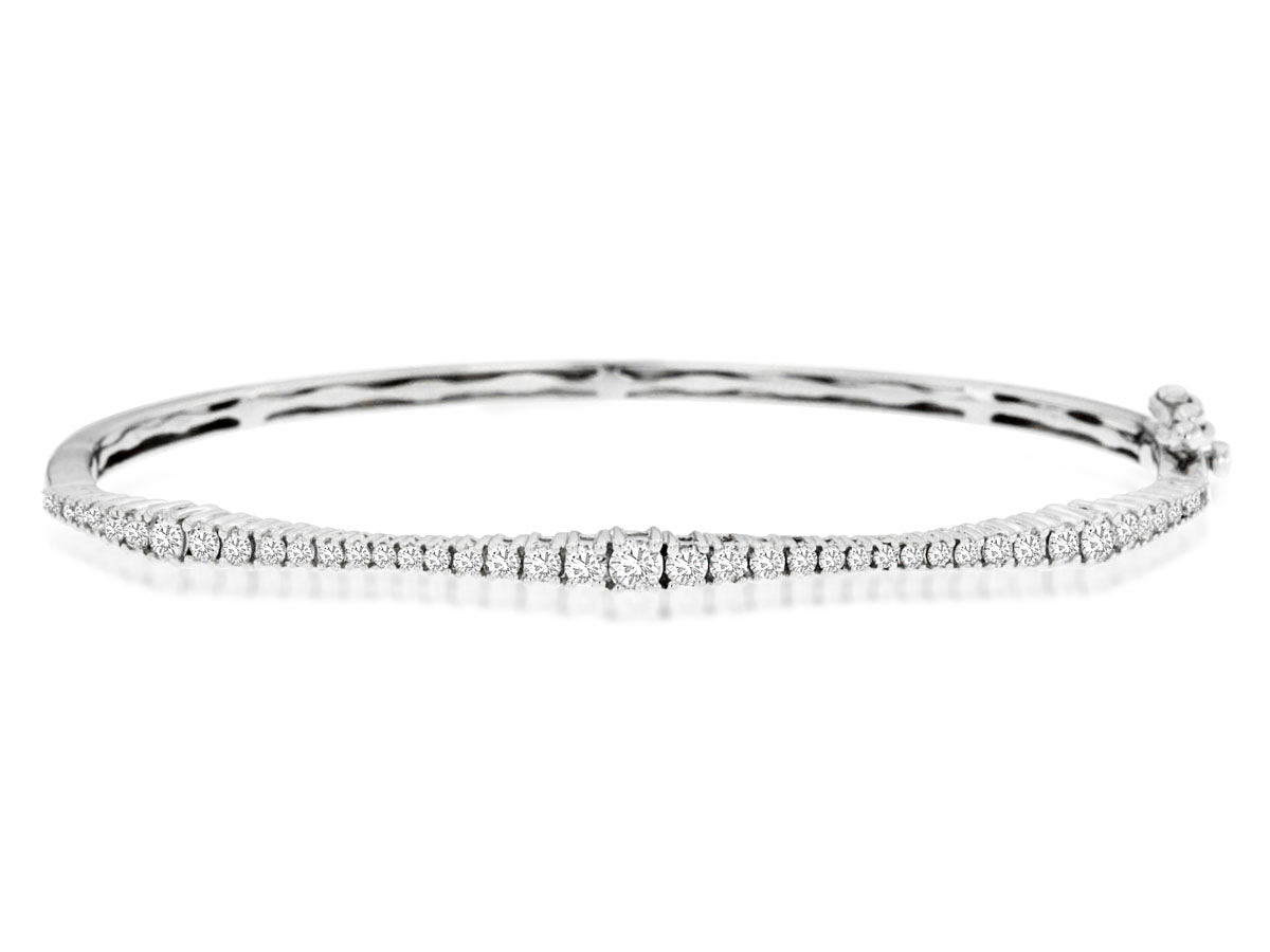 Women's 14K White Gold Diamond Bangle Bracelet