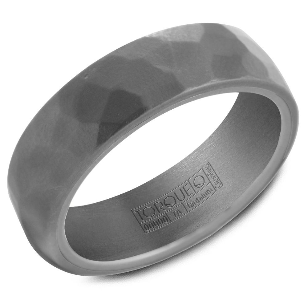 Men's Tantalum Gray Hammered 7mm Band
