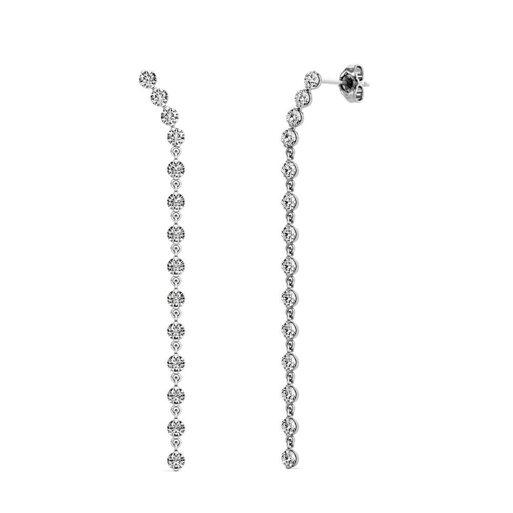 14K White Gold Diamond Drop Earrings