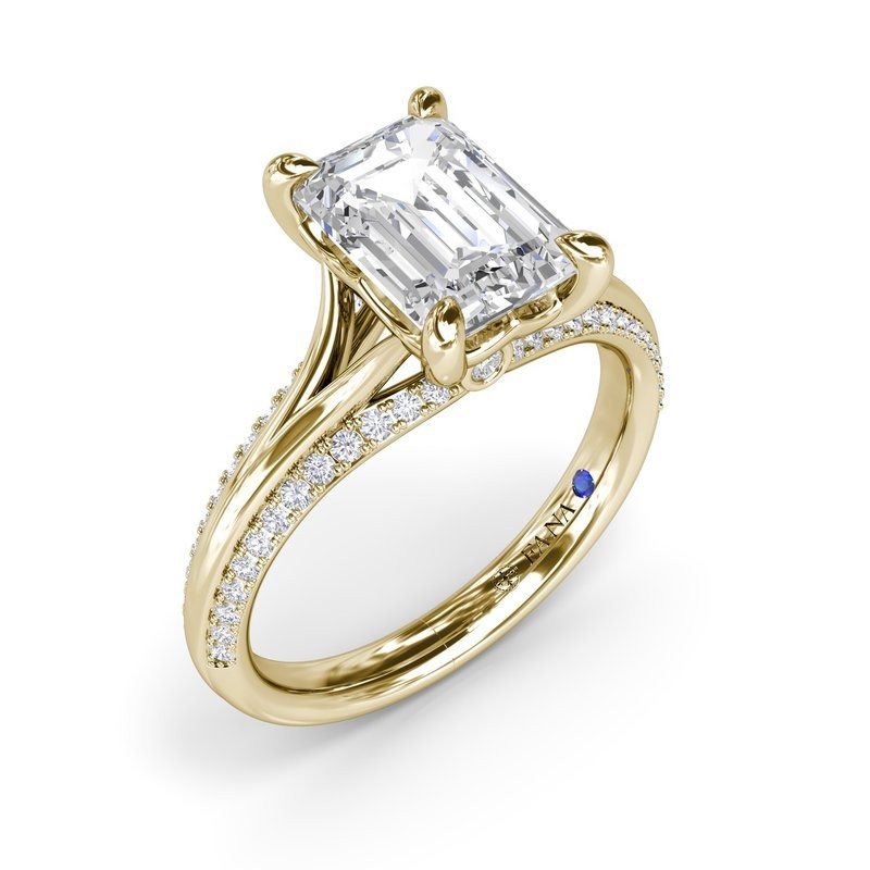 14K Yellow Gold Diamond Accented Engagement Ring