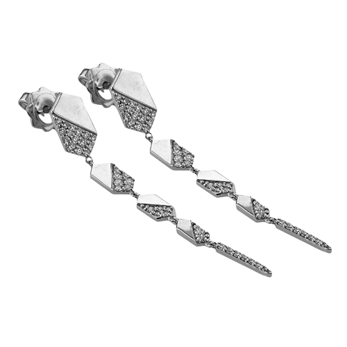 18K White Gold Diamond Drop Earrings