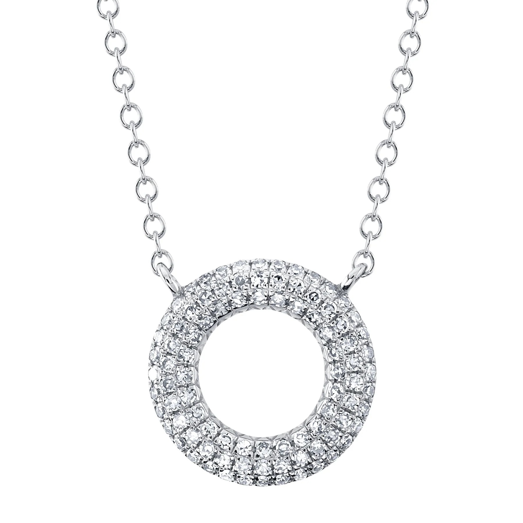 14 Karat White Gold Diamond Circle Pendant