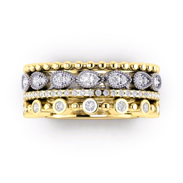 14K Two Tone Diamond Stackable Ring
