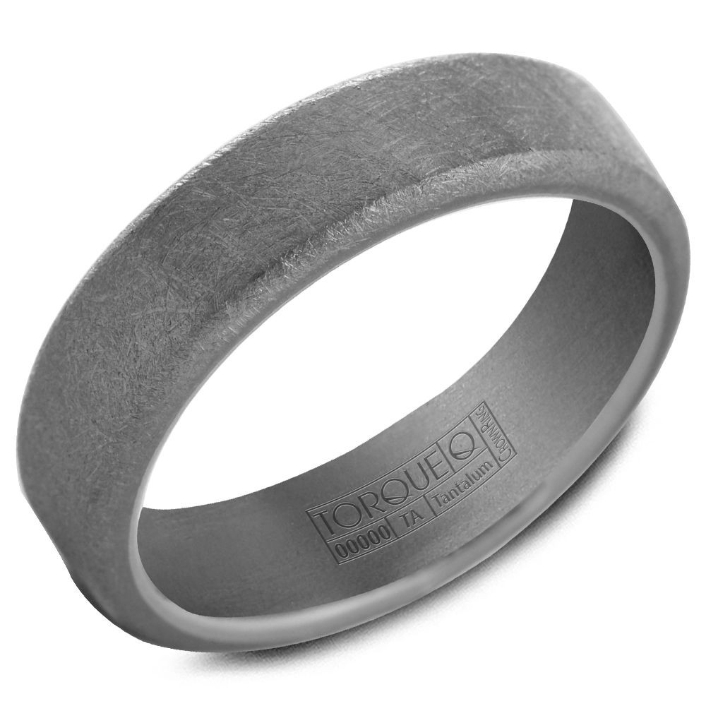 Men's Tantalum Gray Diamond Brush 6mm Band