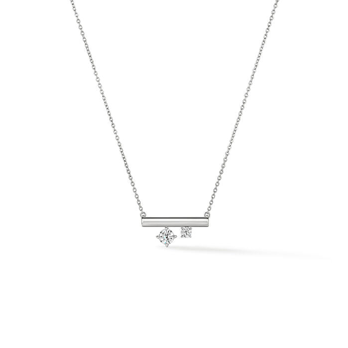 18K White Gold Diamond Bar Necklace