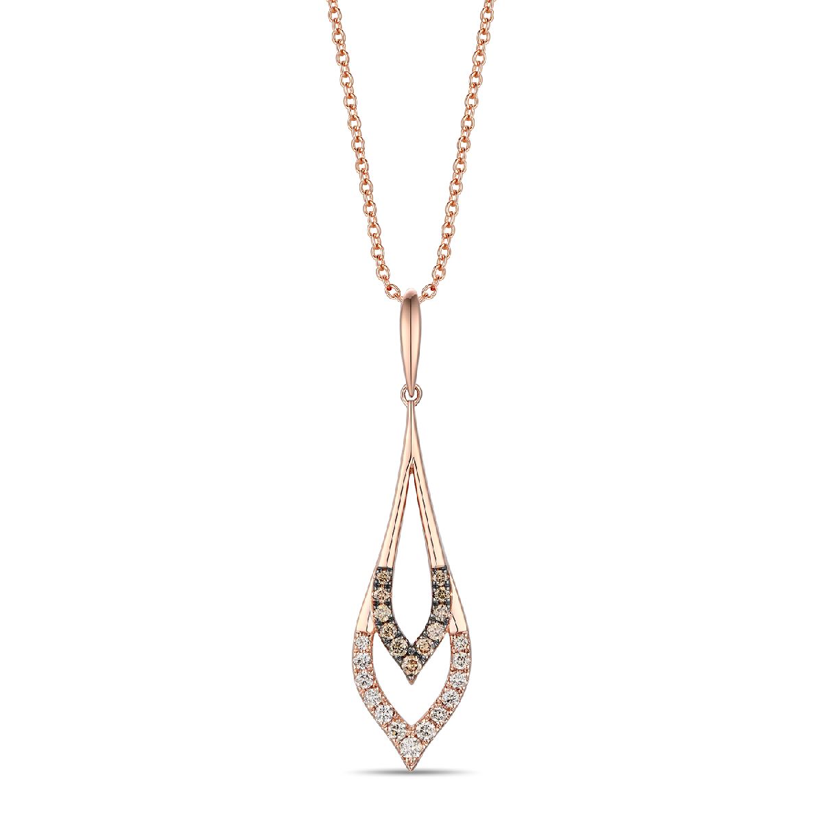 14K Rose Gold Diamond Drop Pendant