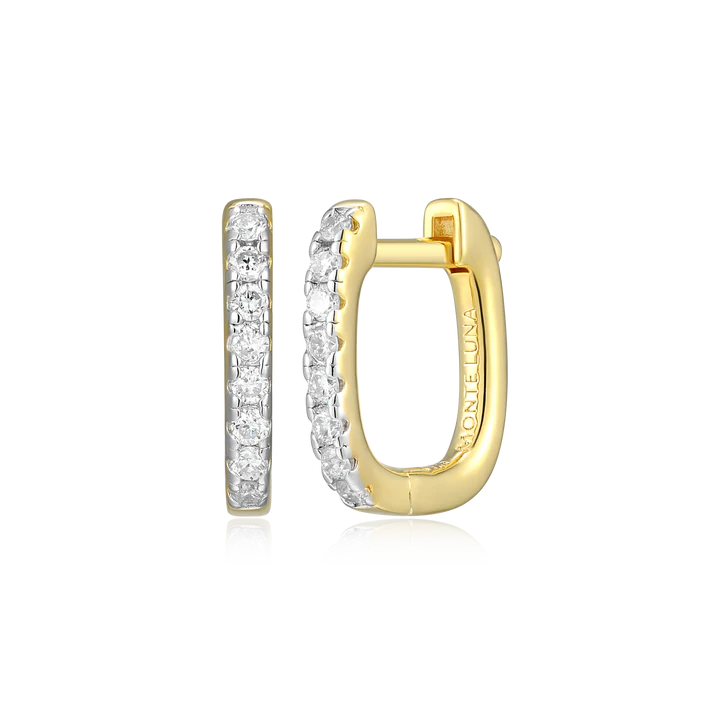 Sterling Silver Yellow Gold Plated Lab Grown Diamond Hoop Earrings