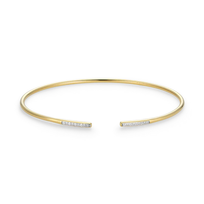 Women's Sterling Silver Yellow Gold Plated Lab Grown Diamond Cuff Bracelet