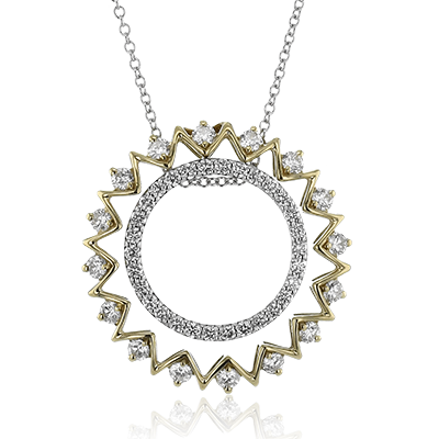 18K Two Tone Diamond Circle Pendant