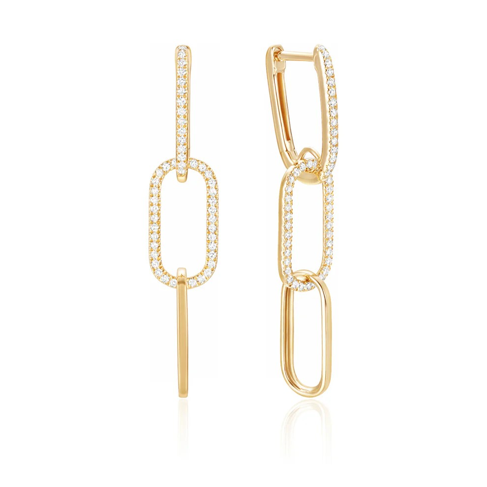 14K Yellow Gold Diamond Drop Earrings