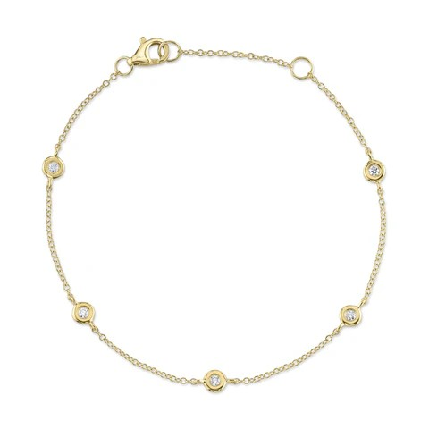 Women's 14K Yellow Gold Diamond Rolo Bracelet