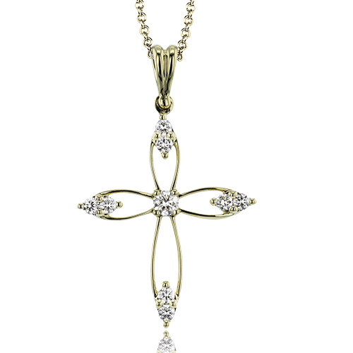 14K Yellow Gold Diamond Cross Pendant