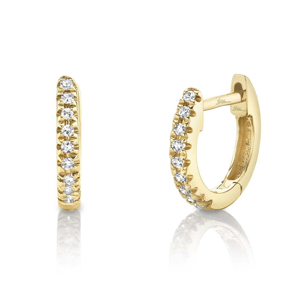 14K Yellow Gold Diamond Hoop Earrings