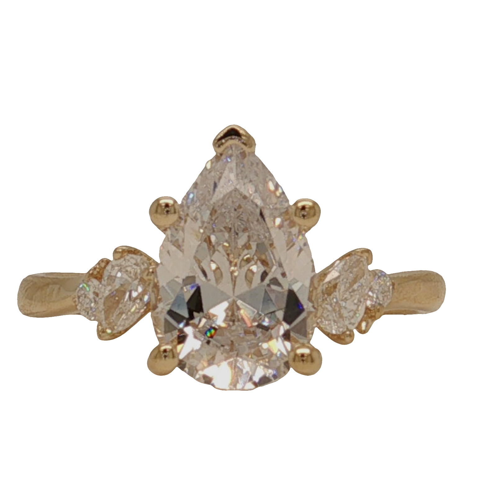 14K Yellow Gold Diamond Accented Engagement Ring