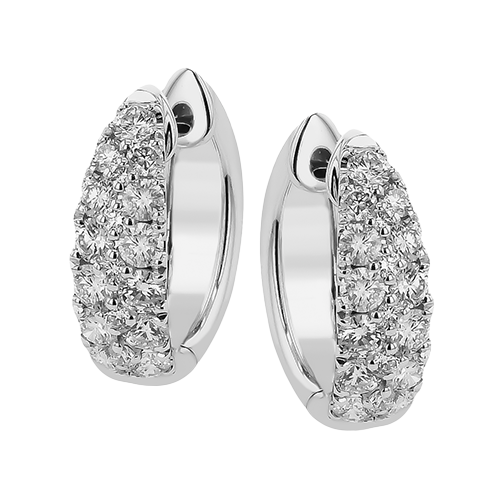 18K White Gold Diamond Hoop Earrings