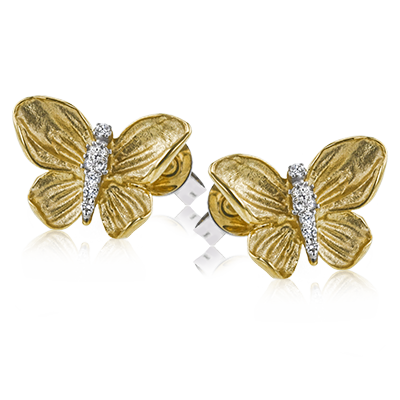 18K Two Tone Diamond Stud Earrings