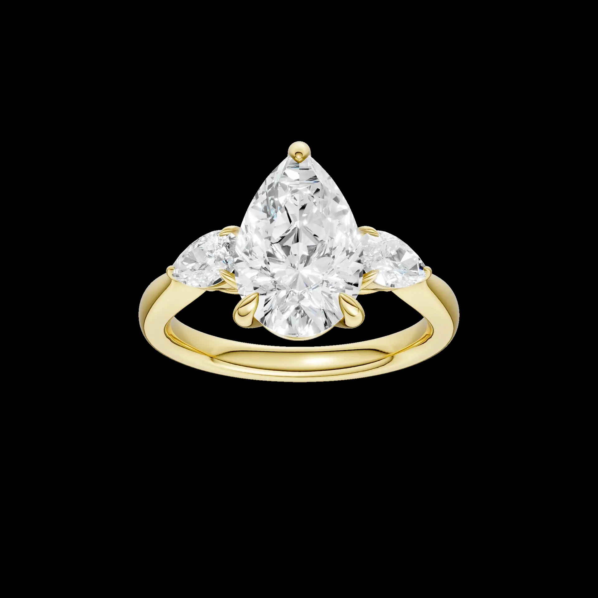 14K Yellow Gold Lab Grown Diamond 3 Stone Engagement Ring