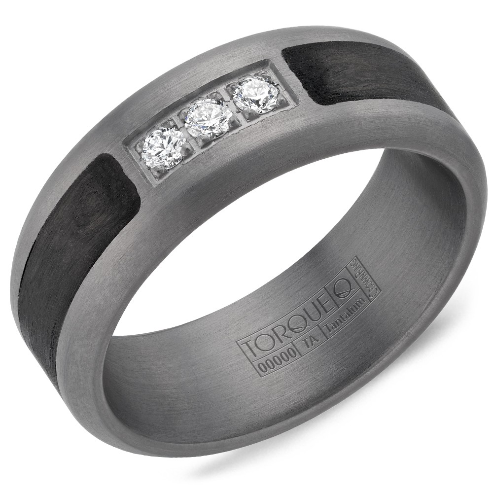 Men's Tantalum Gray 8mm Diamond Prong Set Band