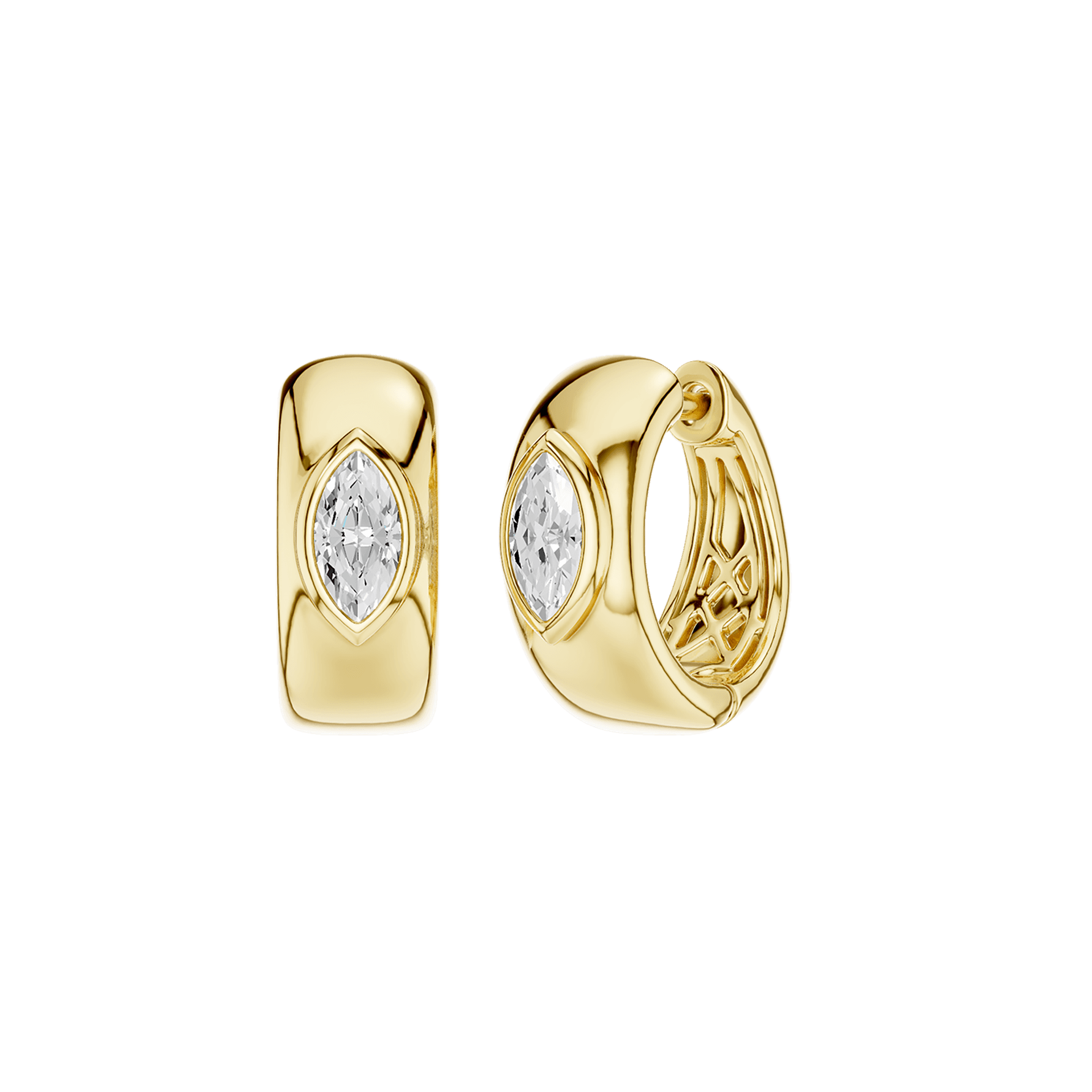 14K Yellow Gold Lab Grown Diamond Huggie Earrings
