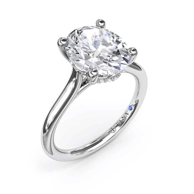 14K White Gold Diamond Hidden Halo Engagement Ring