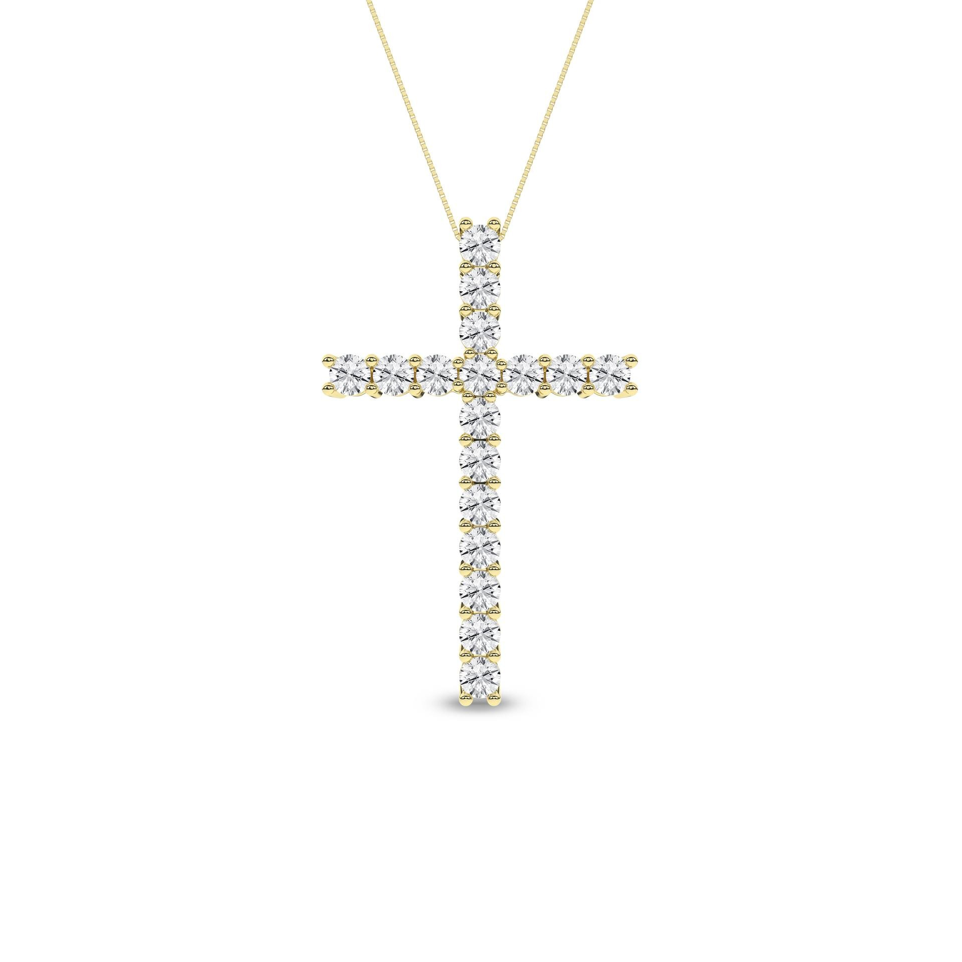 14K Yellow Gold Lab Grown Diamond Cross Pendant