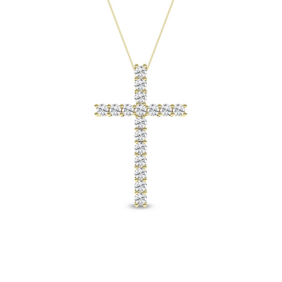 14K Yellow Gold Lab Grown Diamond Cross Pendant