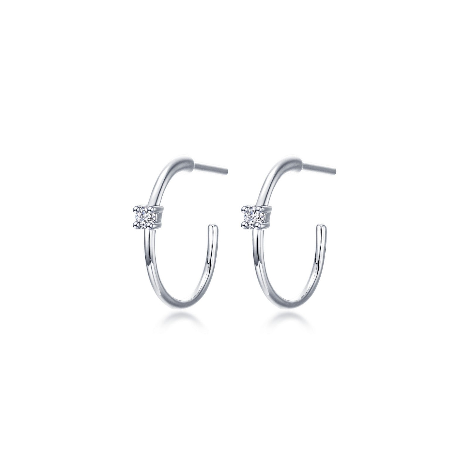 Sterling Silver CZ Hoop Earrings