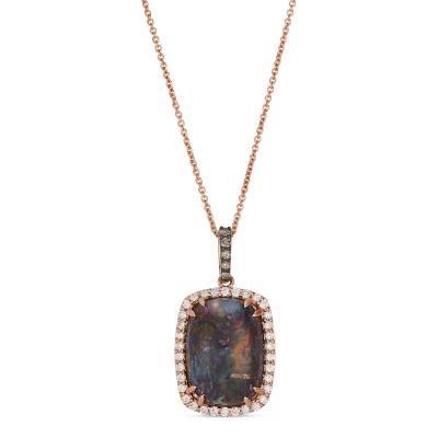 14K Rose Gold Aquadite Black Halo Pendant