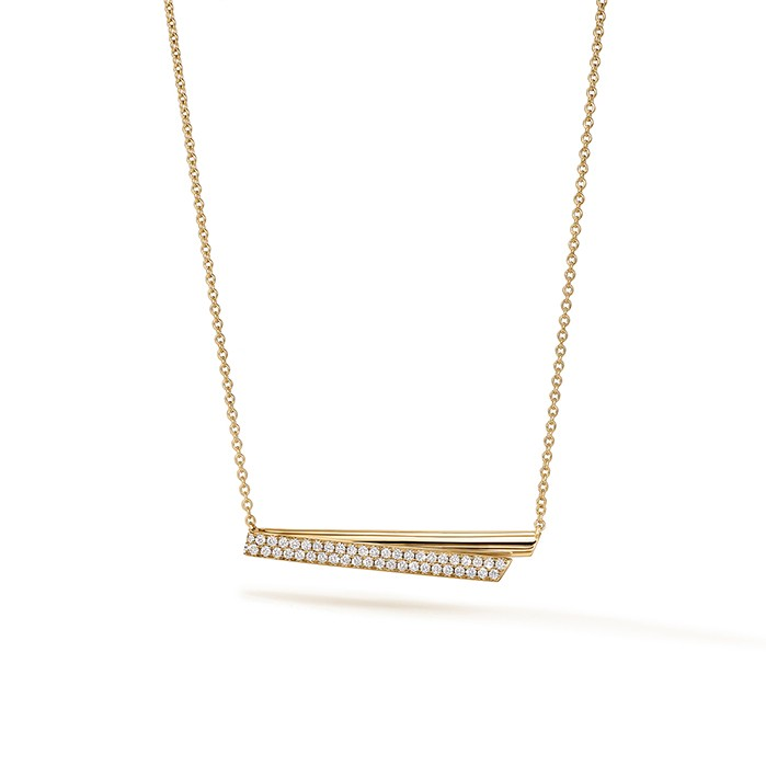 18K Yellow Gold Diamond Bar Necklace