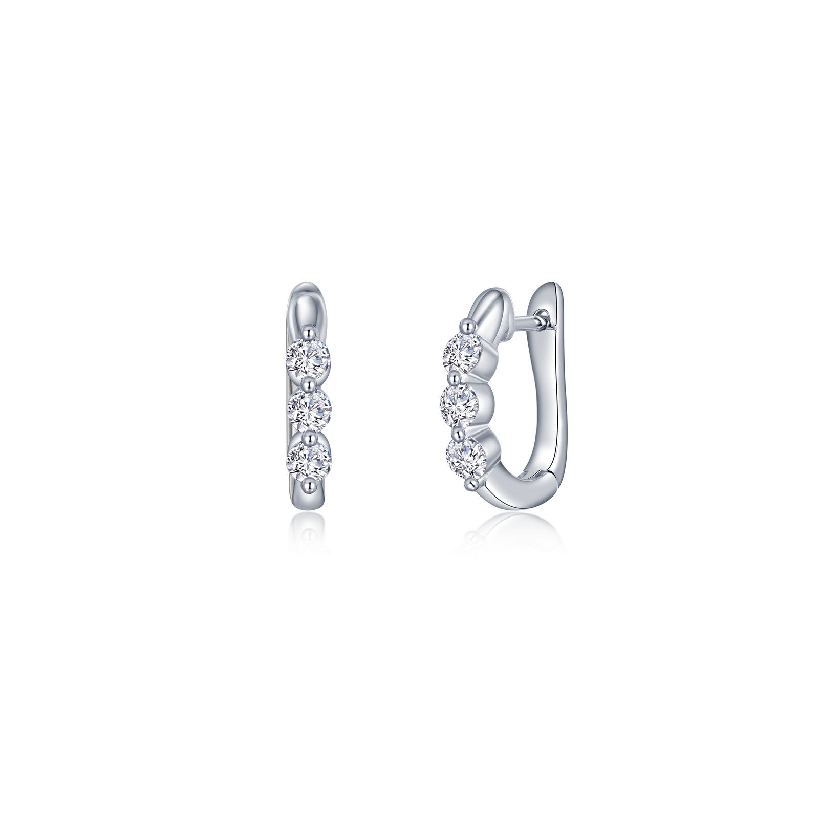 Sterling Silver CZ Hoop Earrings