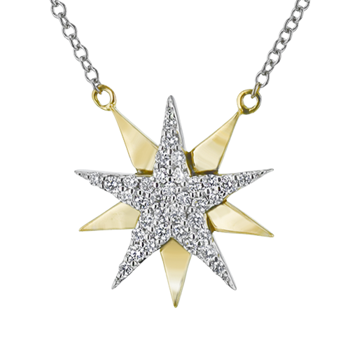 14K Two Tone Diamond Star Pendant