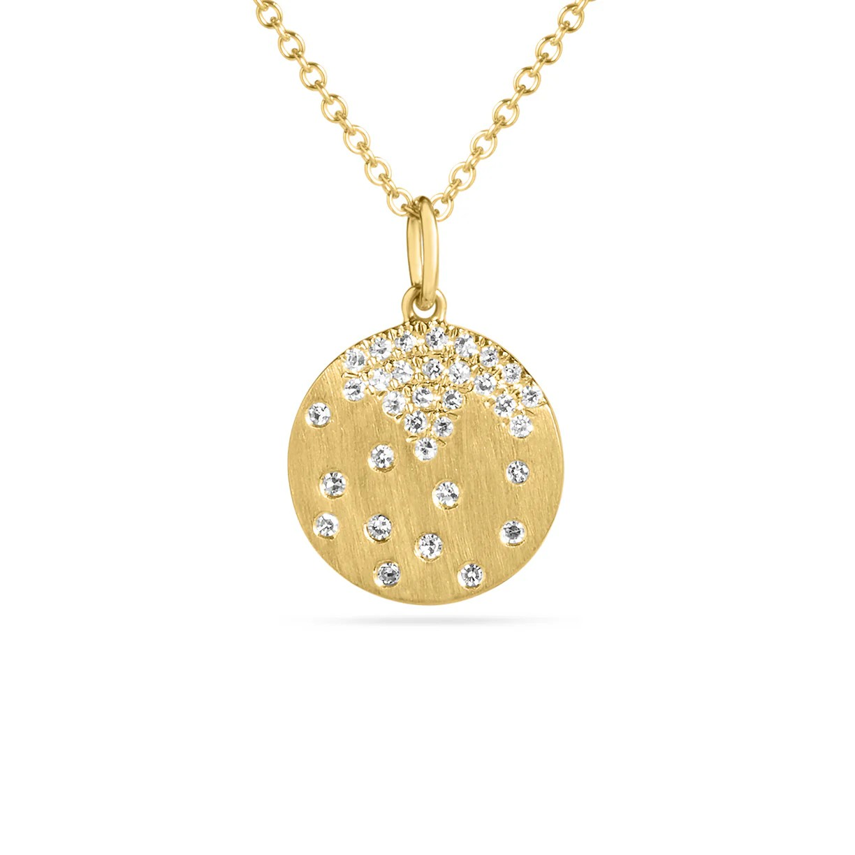 14K Yellow Gold Diamond Circle Pendant